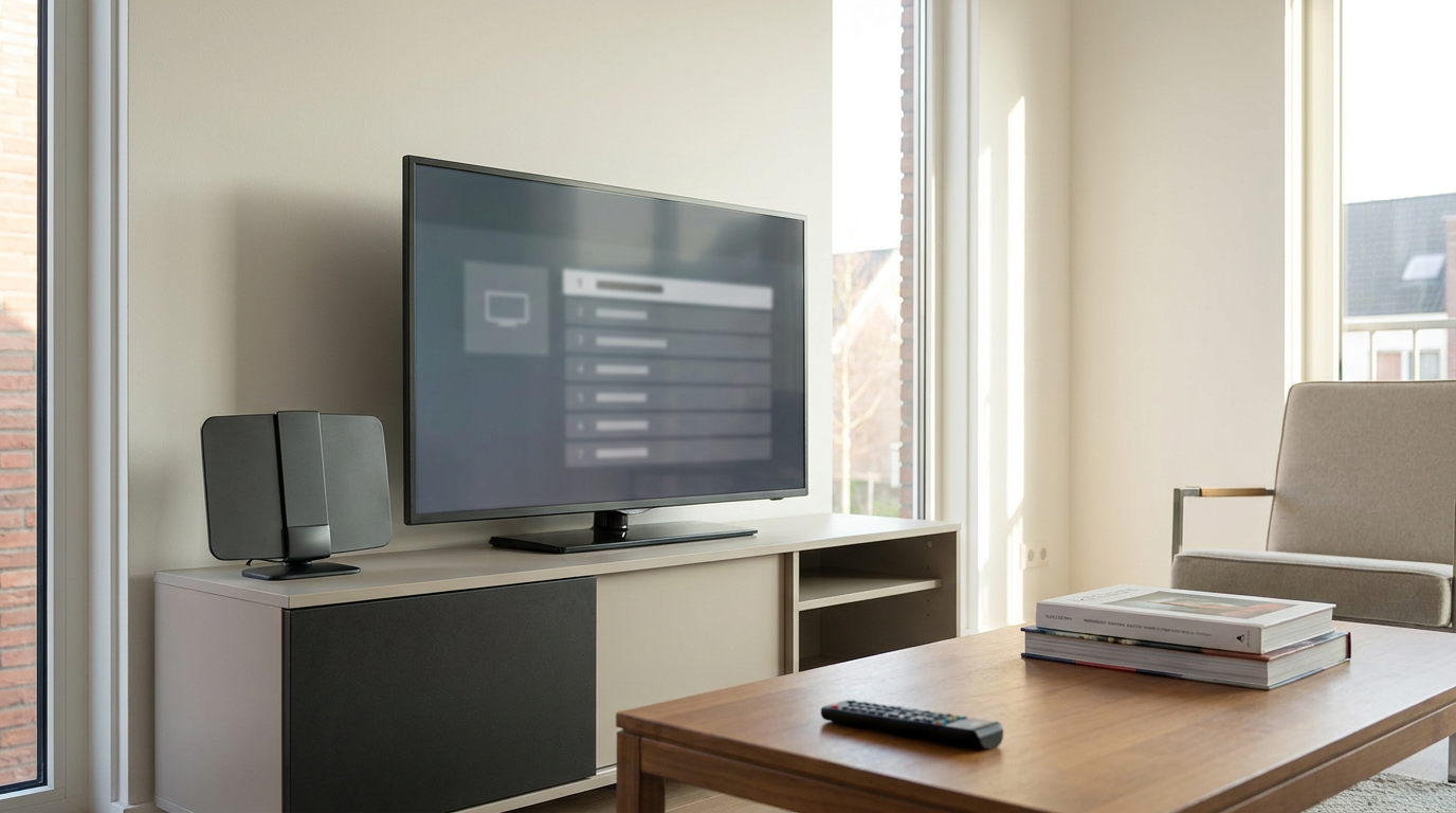 Televisie met een compacte binnenantenne voor digitaal tv kijken zonder abonnement